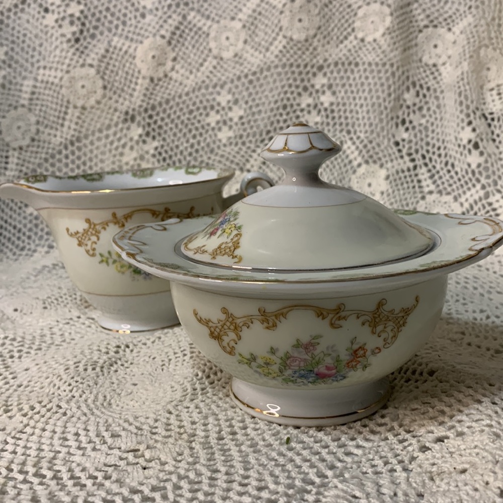 NATIONAL CHINA Vintage Sugar & Creamer Set - Picture 5 of 7